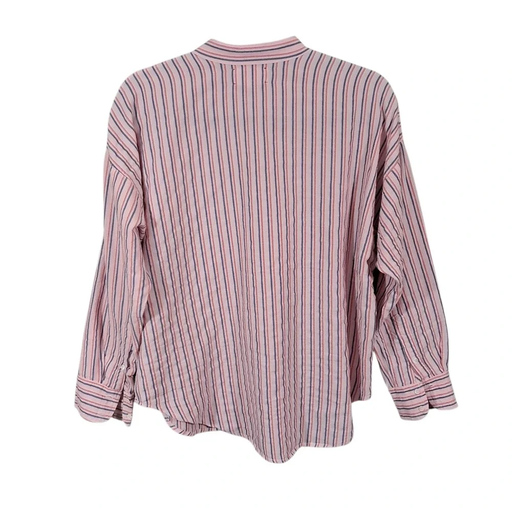 Xirena Shirt Womens‎ XS Pink Striped Long Sleeve Button Up Lightweight Oversized